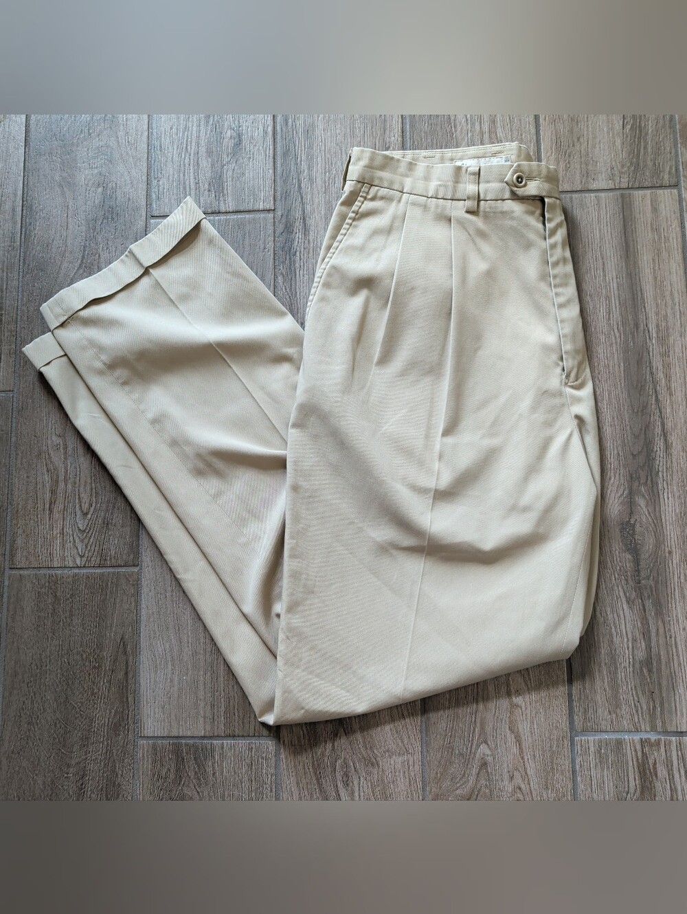 John W. Nordstrom Beige Pleated Cuffed Chinos  38x36